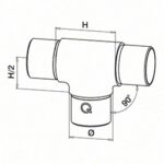 Detailtekening T-koppeling RVS-INOX voor buis met diameter 33.7 mm