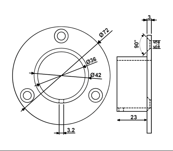 Flens-rozet zwart Ø35 mm - Afbeelding 3